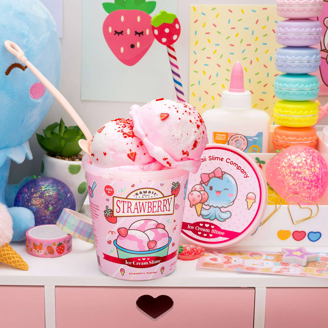 Strawberry Scented Ice Cream Pint Slime (5pcs/case)