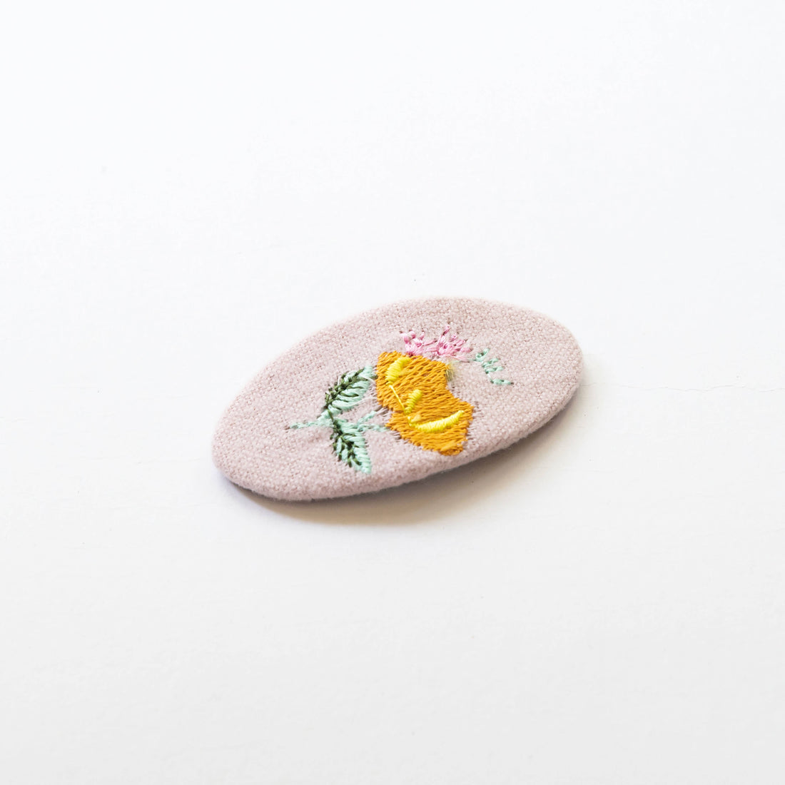 Embroidered Pink/Beige Snap Clips