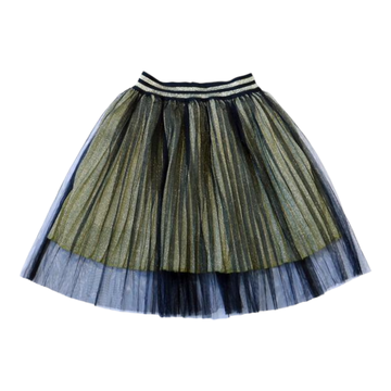 A70 12363 Sheer Overlay Lurex Midi Skirt (2 Colors)